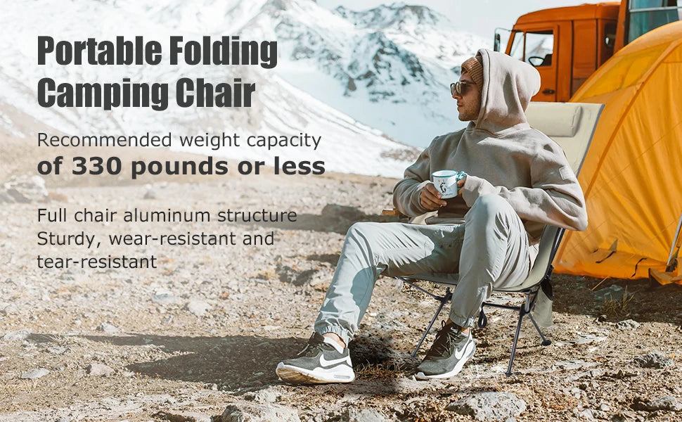 WESTTUNE Portable Folding Camping Chair with Headrest – Lightweight Aluminum Outdoor Chair